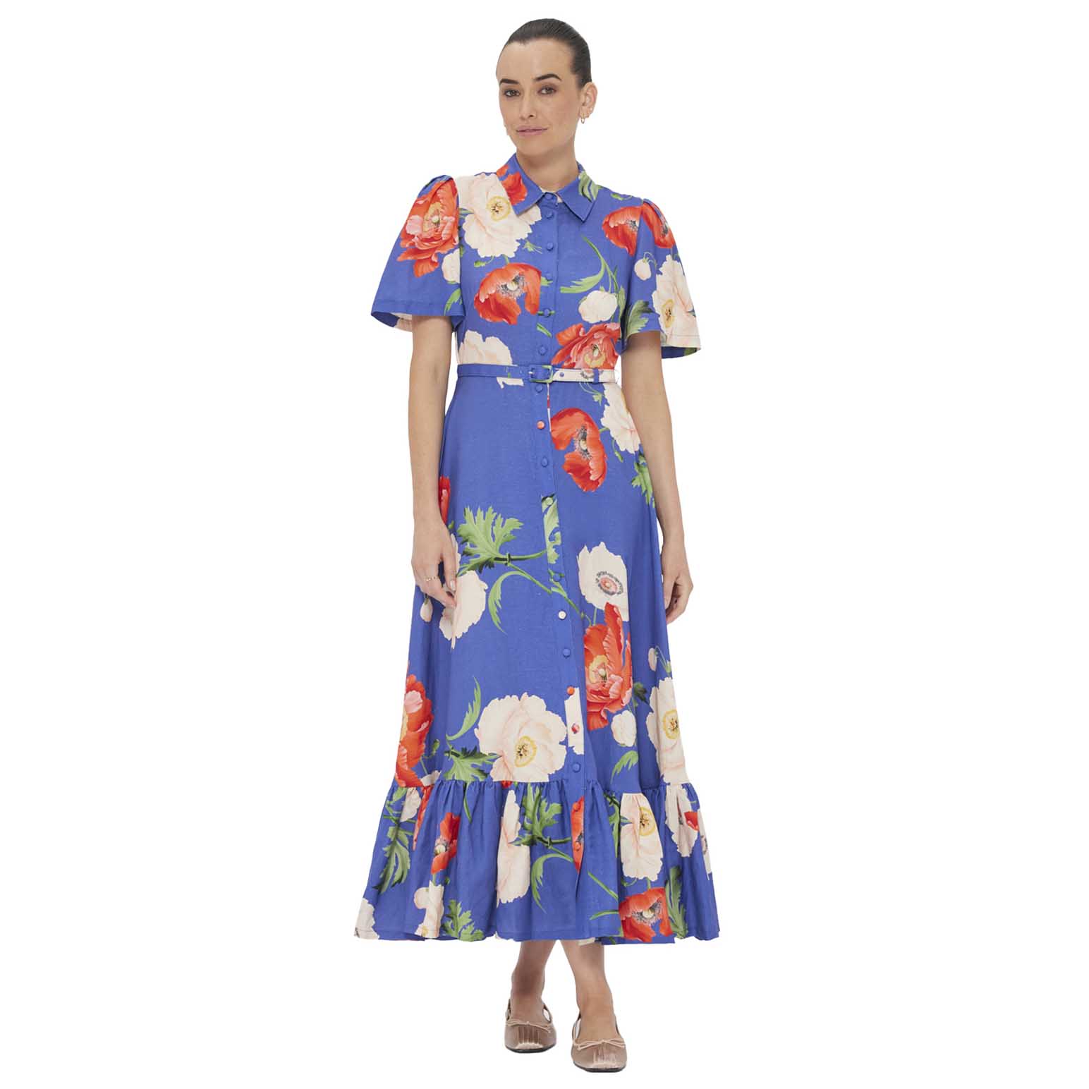 LEO LIN Becca  Short Sleeve Midi Dress